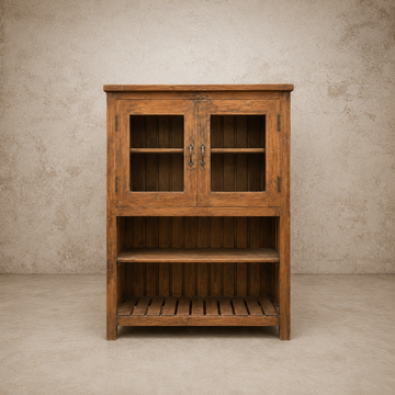 Wood Bottom Shelf/ Top Glass Cabinet