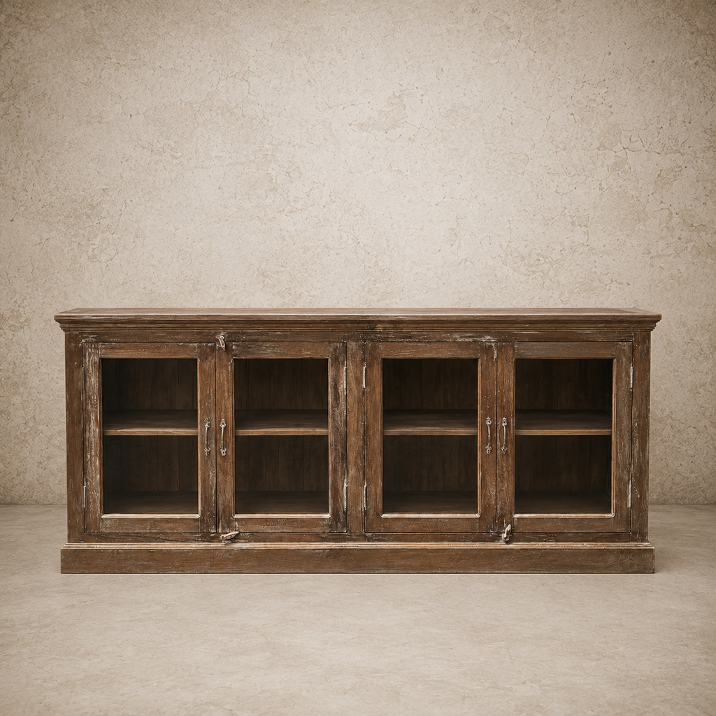Wooden 4 Glass Door Sideboard
