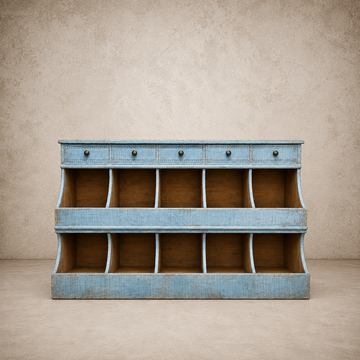 Blue Wooden Cubbies + Drawers