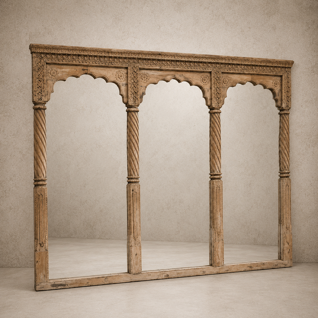Triple Arch Wood Mirror