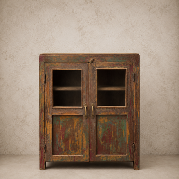 Small Wood & Glass Colorful Cabinet