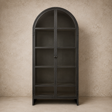 Metal + Glass Black Arch Cabinet