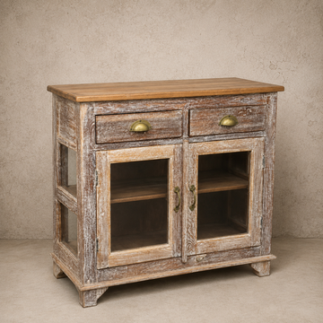 Wood 2 Drawer + 2 Door Short Cabinet