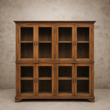 Wooden 8 Door Glass Cabinet