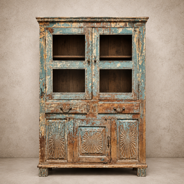 Chippy Blue Old World Cabinet