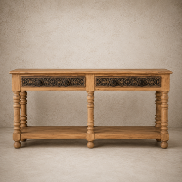 Carved 2 Drawer Console Table