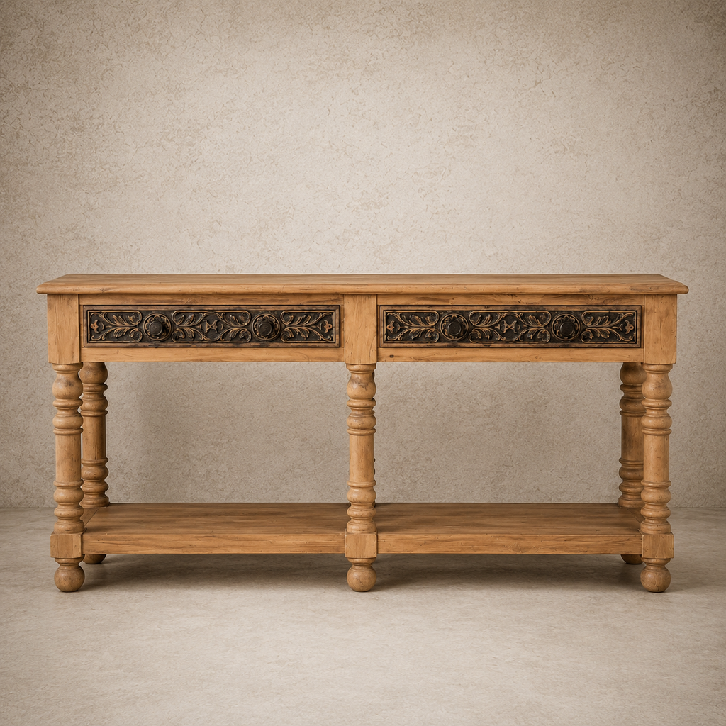 Carved 2 Drawer Console Table