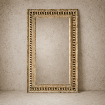 White Carved Wooden Mirror