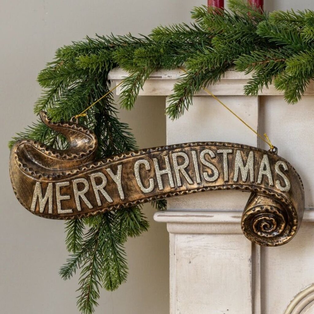 Gold Christmas Banner Ornament