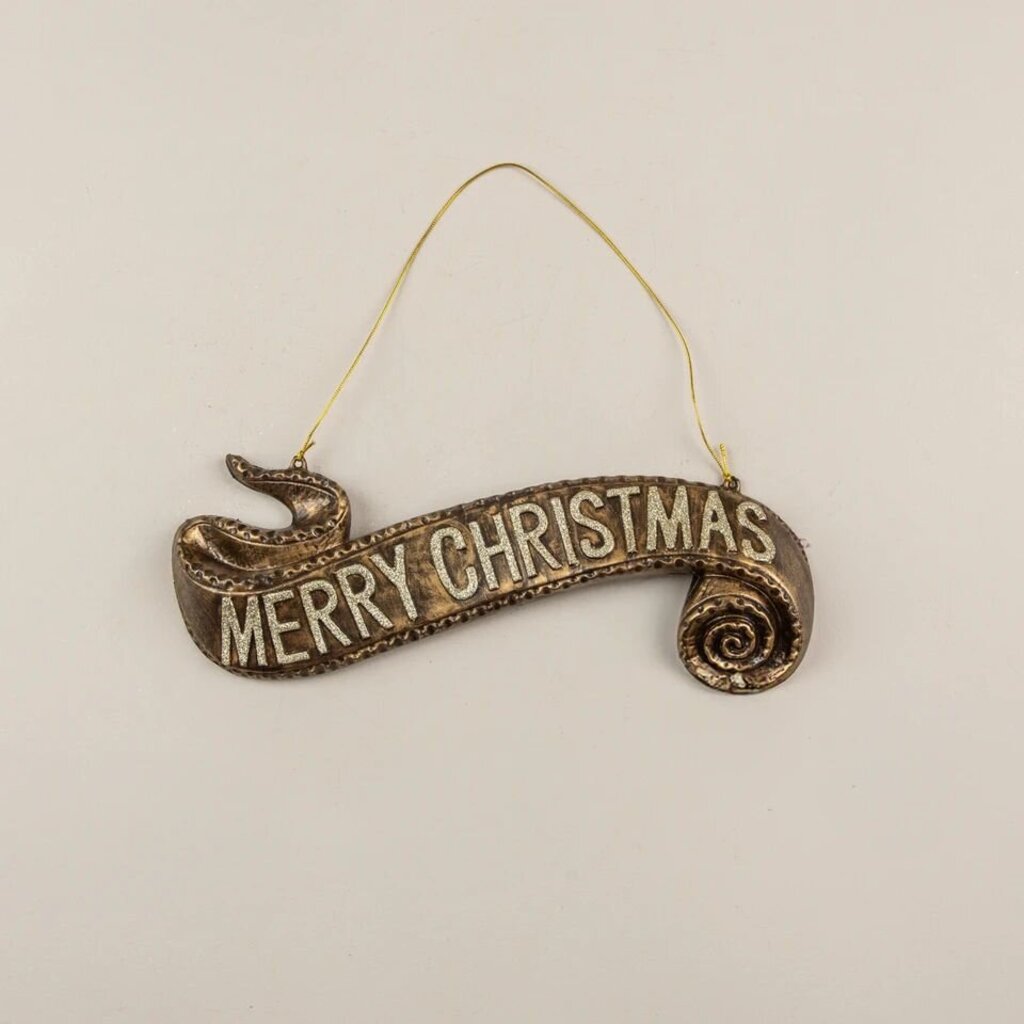 Gold Christmas Banner Ornament