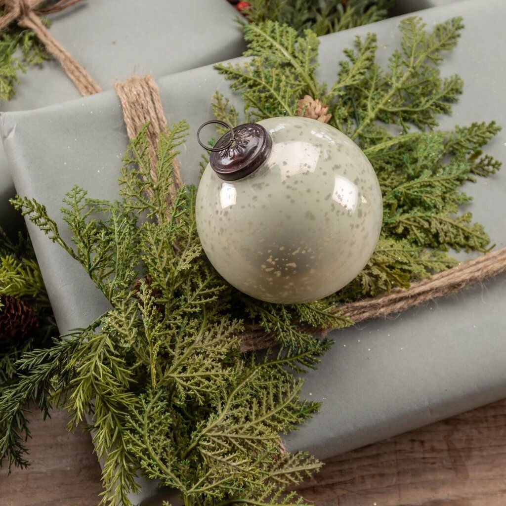 White Kugel Ornament - 4"