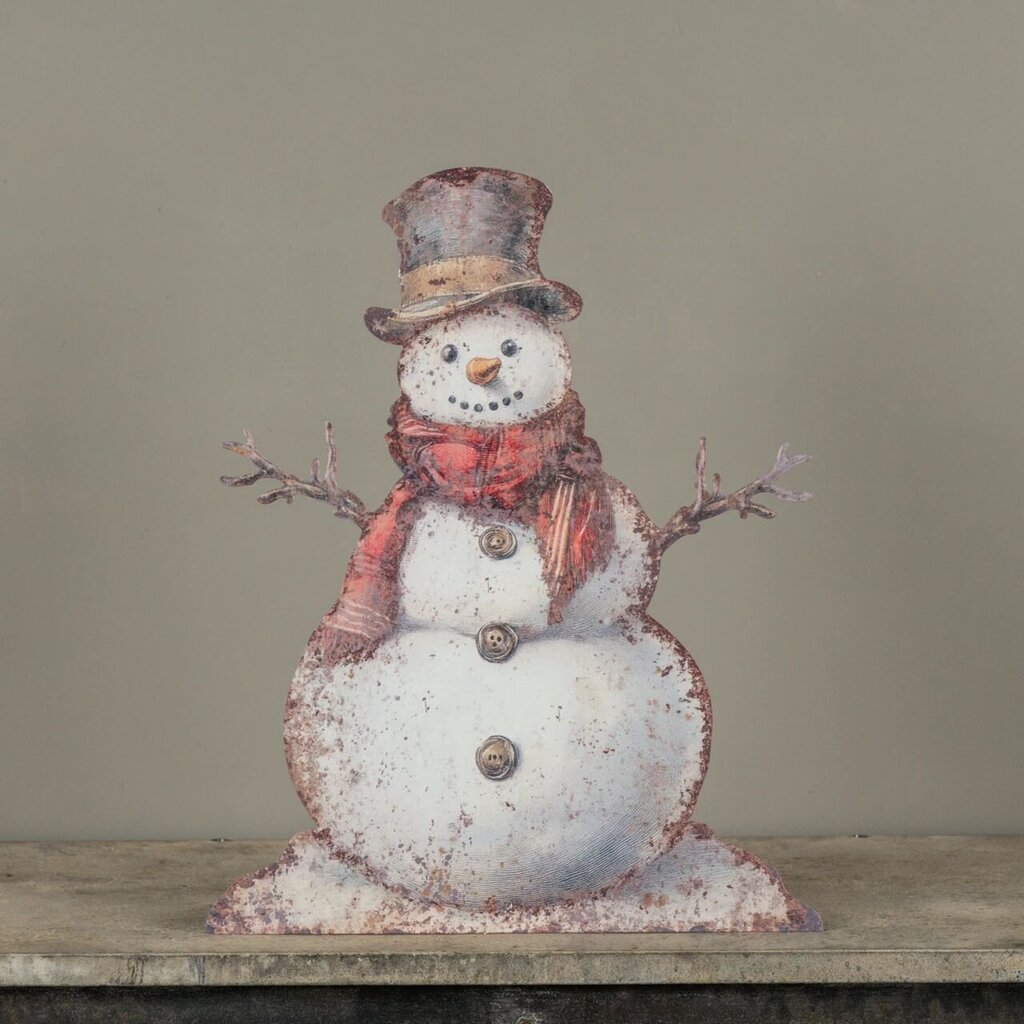 Red Scarf Snowman Metal Board