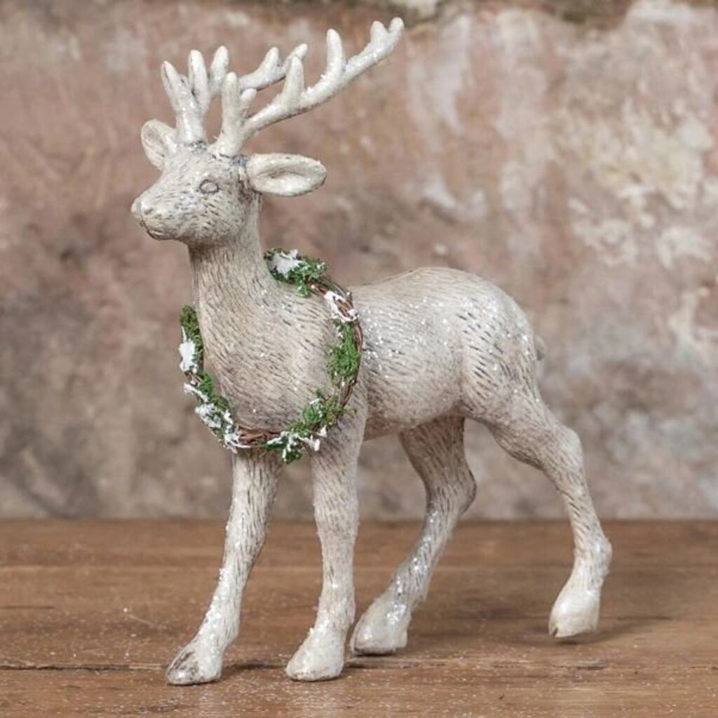 Standing Deer Figurine + Wreath