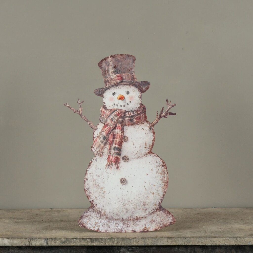 Plaid Snowman Metal Display Board