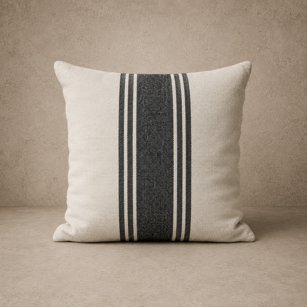 Cream Pillow w/ Black Stripe