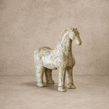 Beige Ceramic Horse Statue
