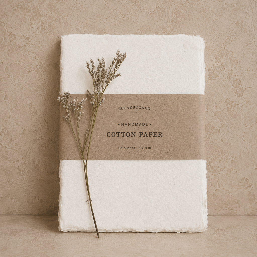 Cream Handmade Cotton Paper Bundle - 6x8"