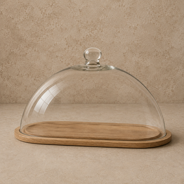 Wood Cake Stand + Glass Lid
