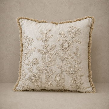 Ivory Cotton Zinnia Pillow