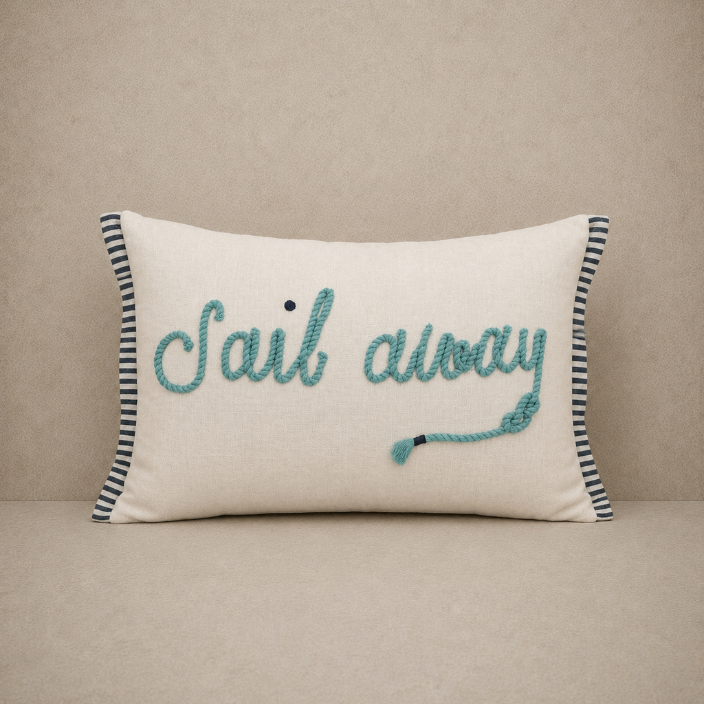 Nautical "Sail Away" Lumbar Pillow