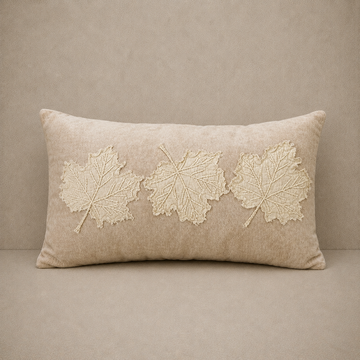 Cute Velvet Tan Leaf Pillow (12"x18")