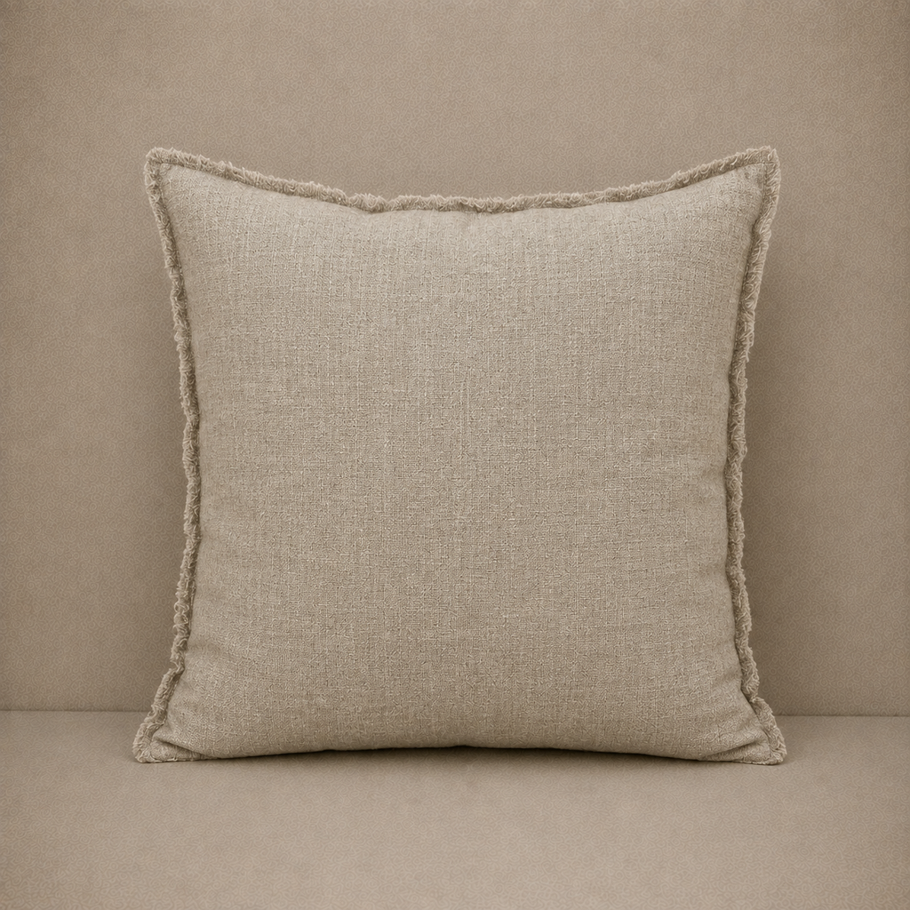 Beige Linen Mix Pillow - 20"