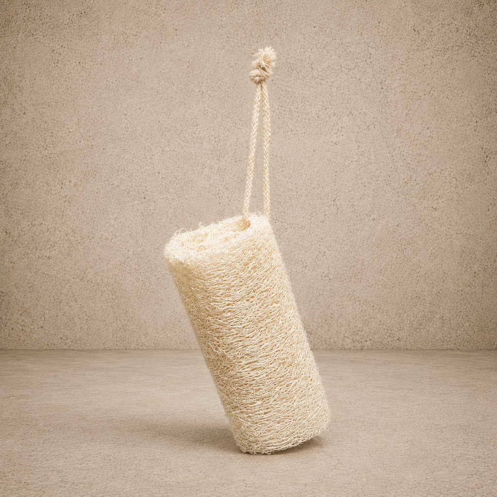 Natural Loofa Brush w/ Cotton Rope Hanger