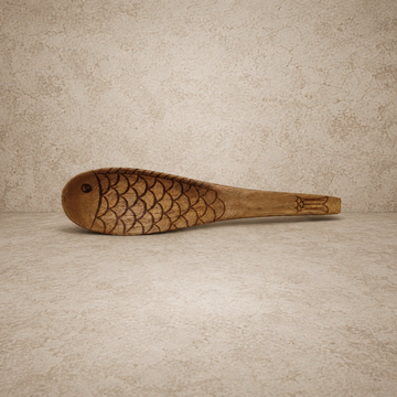Carved 6" Acacia Wood Fish Spoon