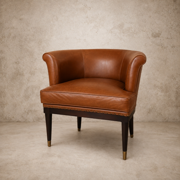 Genuine Leather Chair + Brass Leg Detail