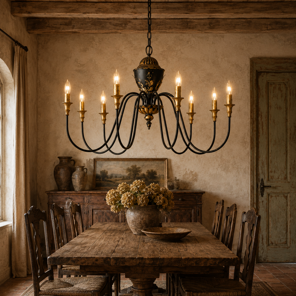 Black + Gold Monticello Chandelier