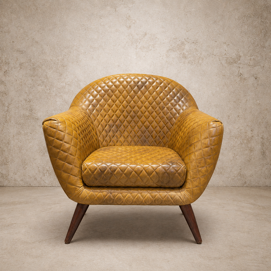 Mustard Quilted Leather Chair