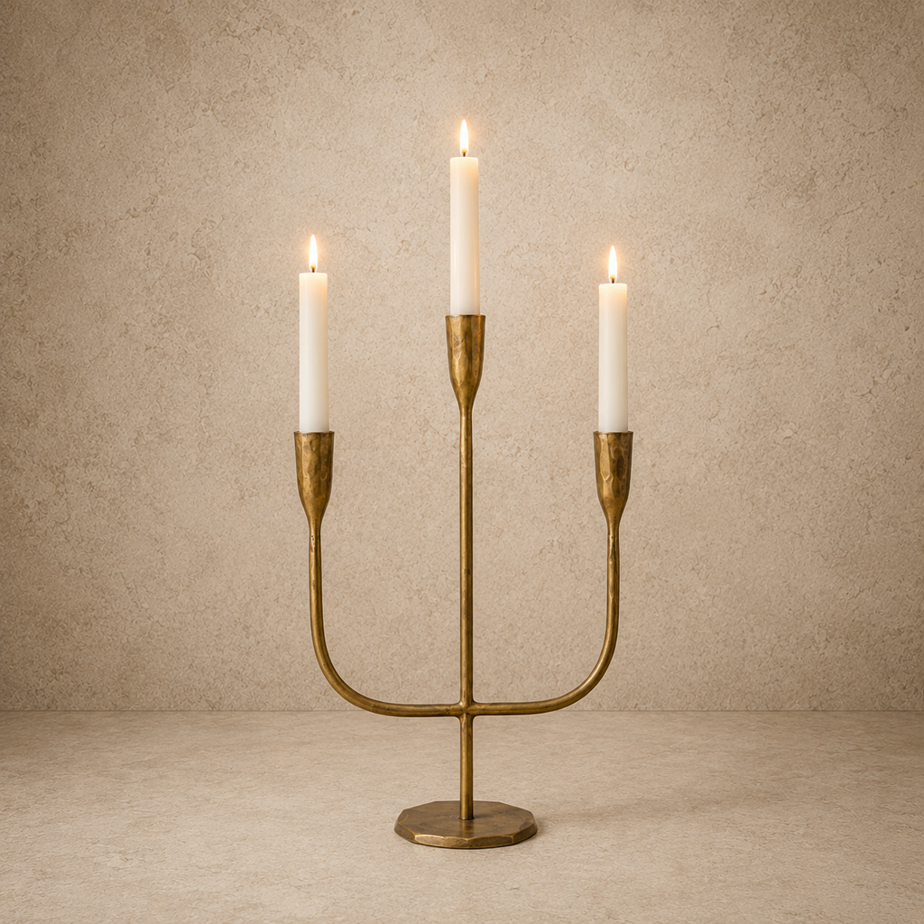Gold Iron 3 Arm Candelabra