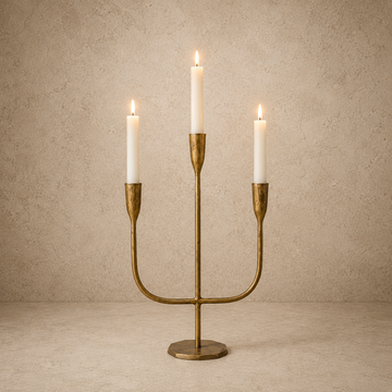 Gold Iron 3 Arm Candelabra