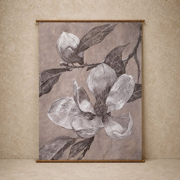 Carved Wood Paper Magnolia Scroll