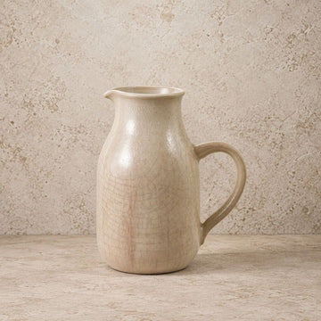 Crackled Cream & Plum Stoneware Pitcher- 40oz