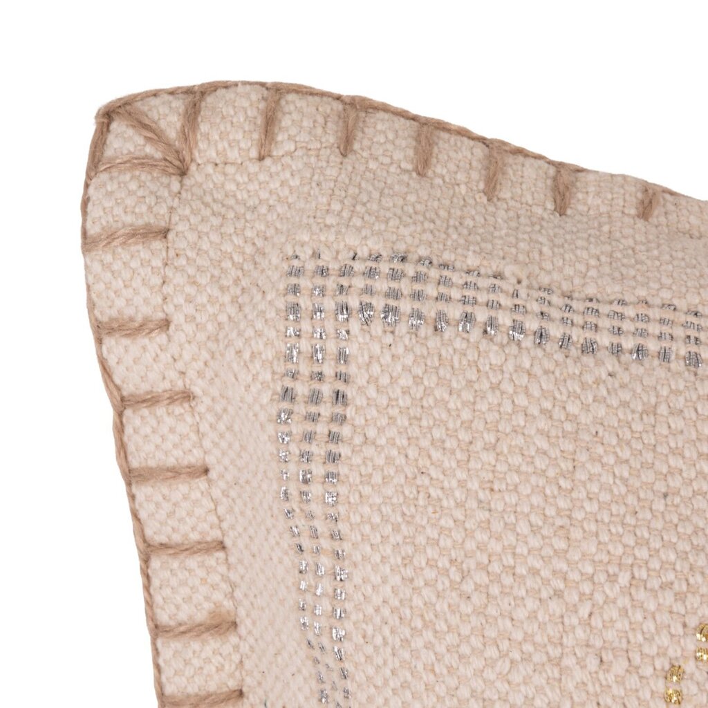 Elegant Metallic Thread Embroidered Natural Pillow