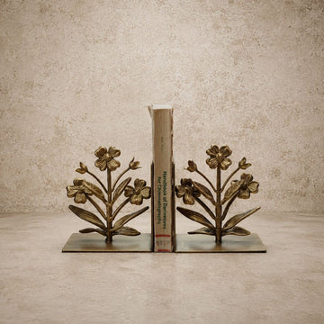 Cast Iron Flower Bookends - Set of 2