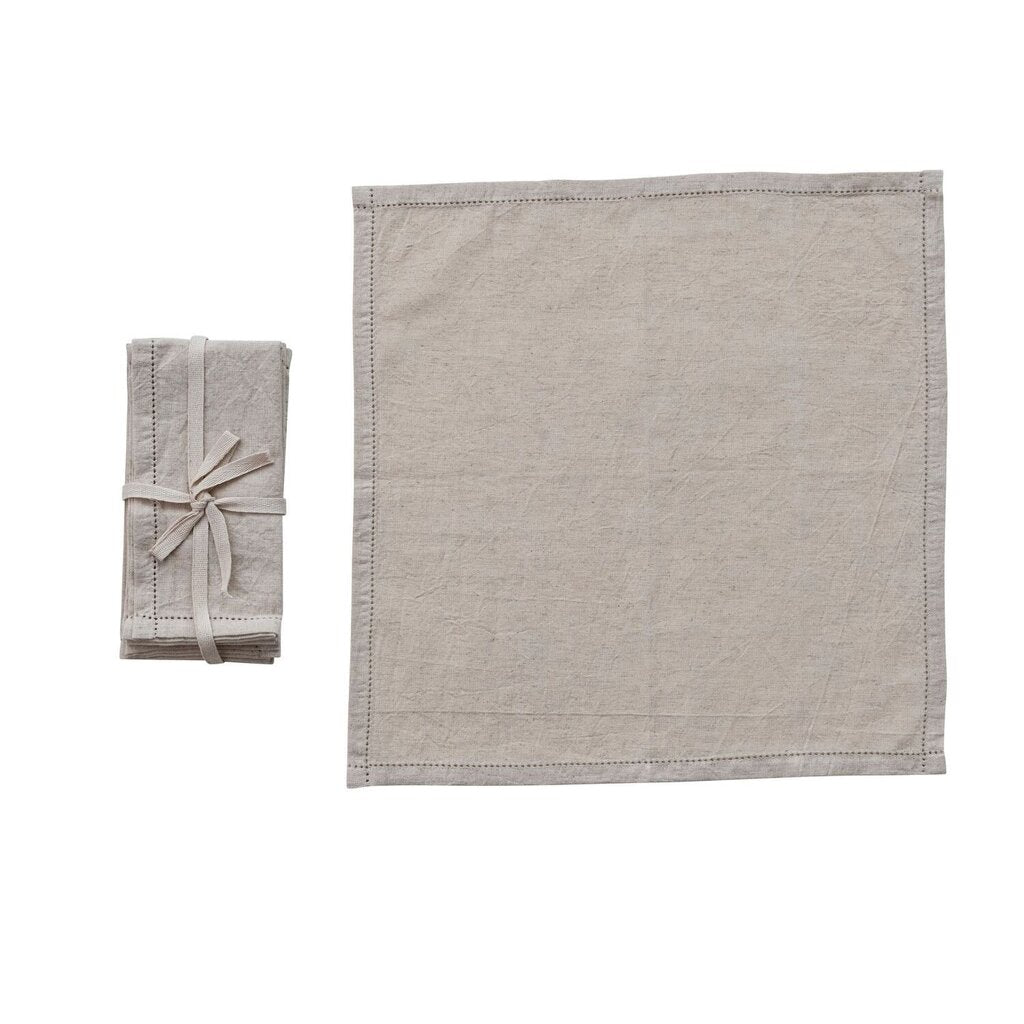 Natural Cotton Linen Napkin + Border Stitch