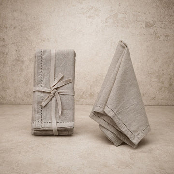 Natural Cotton Linen Napkin + Border Stitch