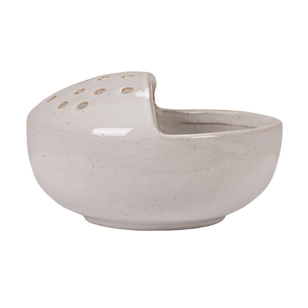 White Stoneware Strainer Bowl