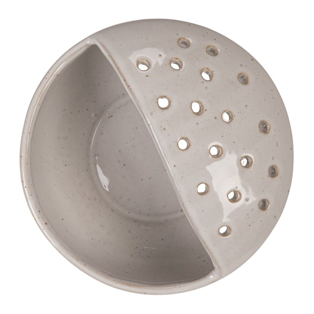 White Stoneware Strainer Bowl