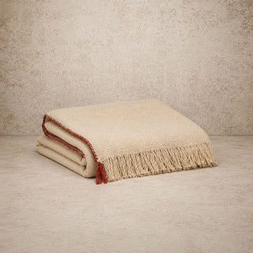 Woven Fabric Boucle Throw w/ Fringe