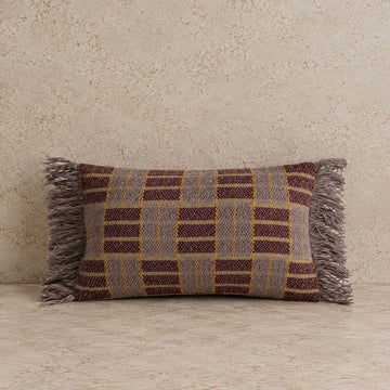 Recycled Plaid Cotton Blend Lumbar Pillow