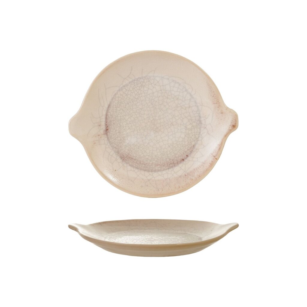 Cream & Plum Stoneware Plate + Handles