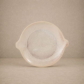 Cream & Plum Stoneware Plate + Handles
