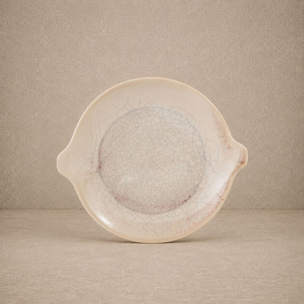 Cream & Plum Stoneware Plate + Handles