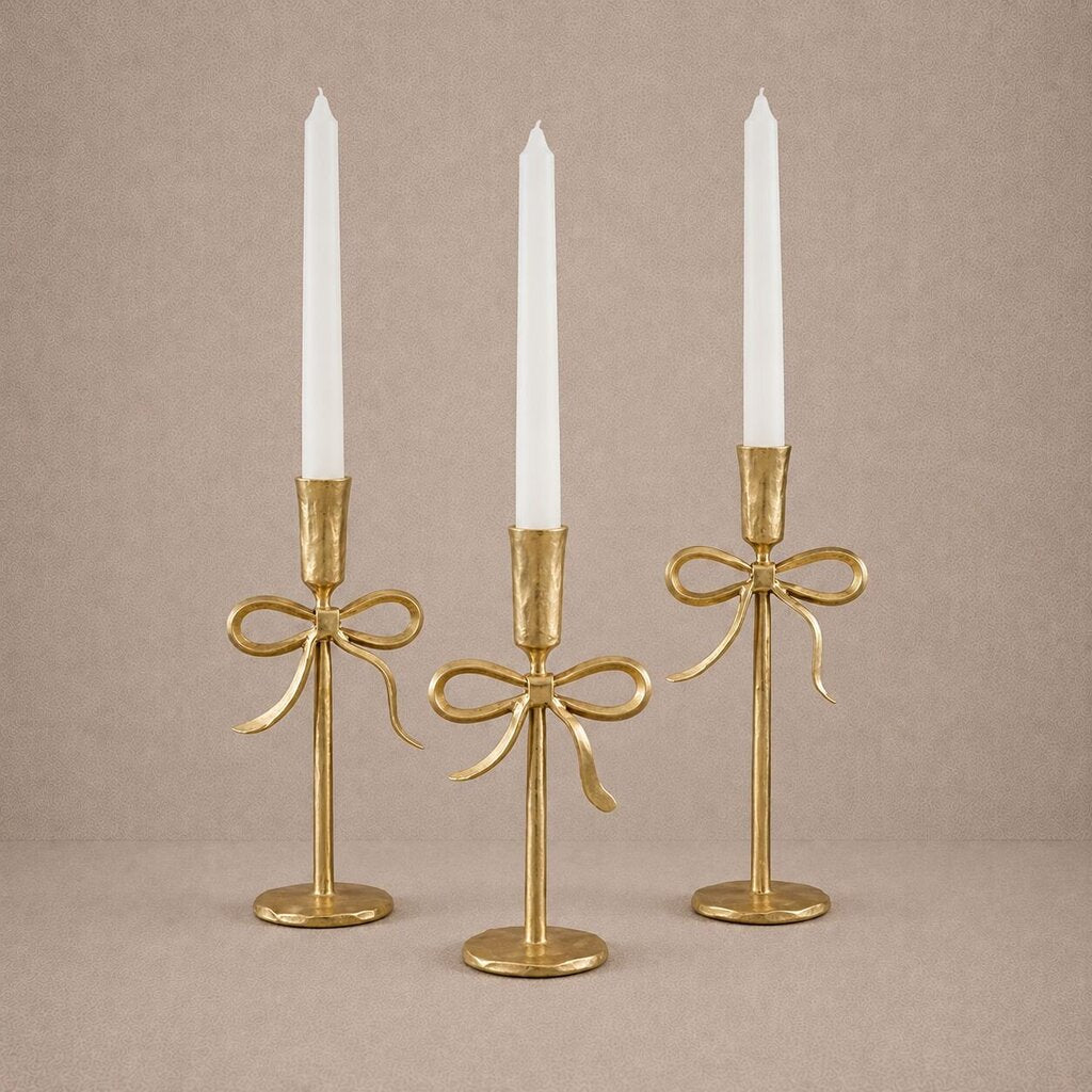 Gold Bow Taper Holder