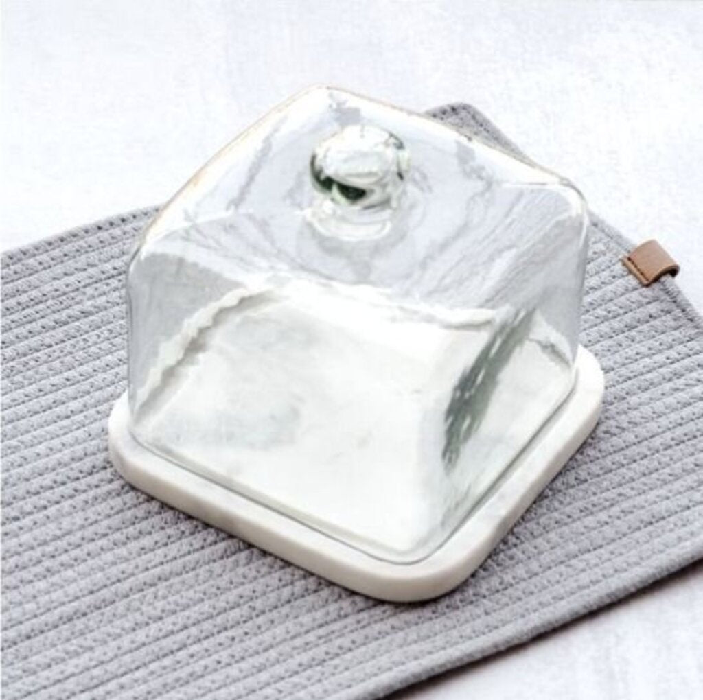 Glass Cheese Dome w/ Marble Base
