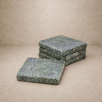 Green Marble Coasters - Set of 4