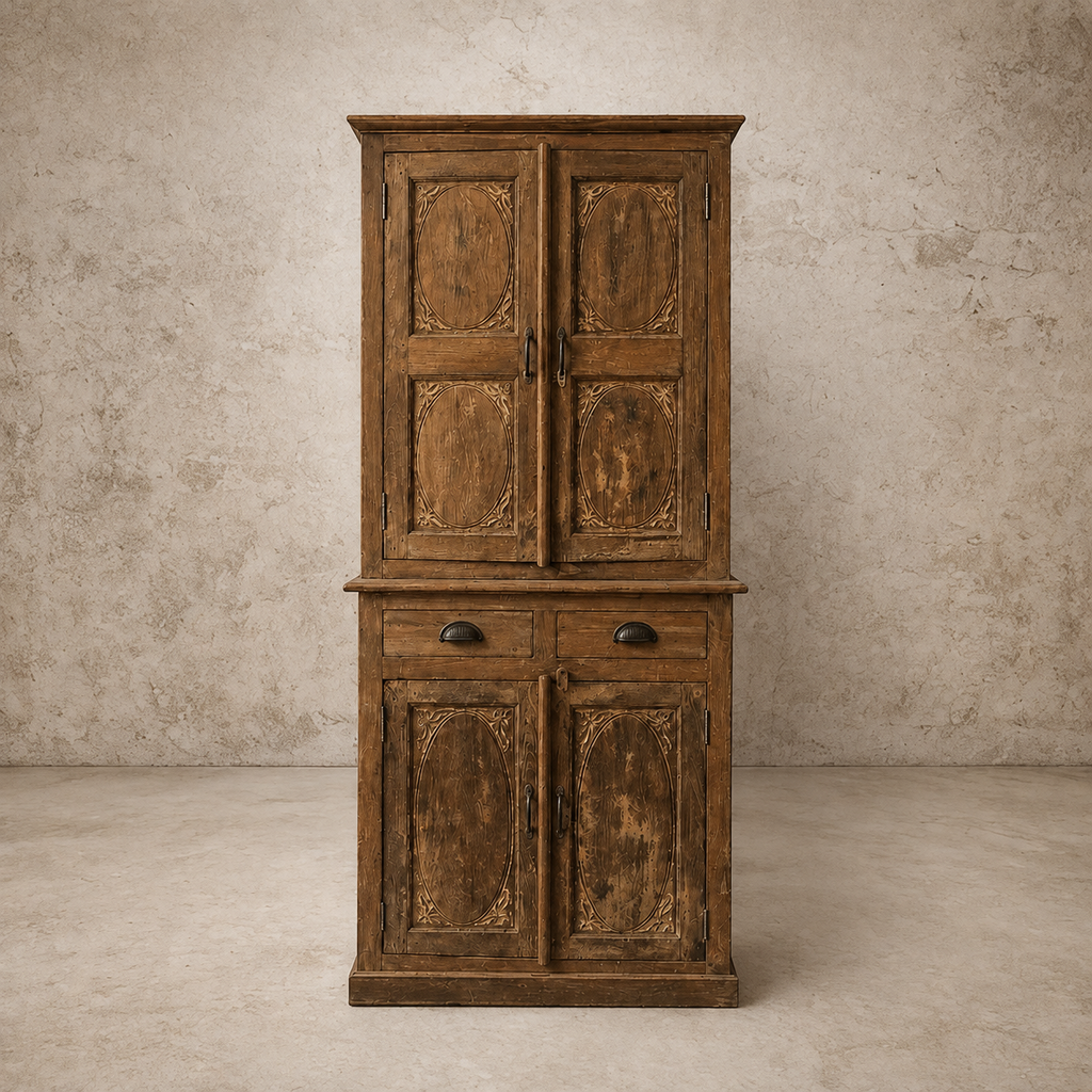 2 Drawer /4 Door Hutch Cabinet